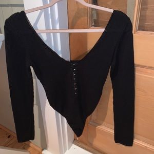 Free People Black Clasped Body Suit